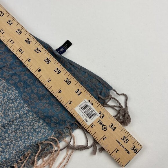 4 You Scarfs Womens Blue Animal Print Fringe - Picture 6 of 6